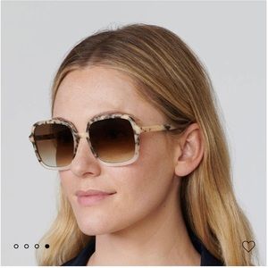KREWE - Margot Square Sunglasses with Hard Case - Oyster to Crystal Matte - NWT